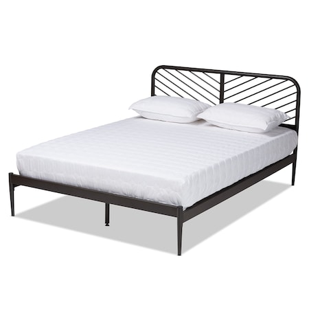 Baxton Studio Dora Modern and Contemporary Industrial Black Finished Metal Queen Size Platform Bed 187-11629-Zoro